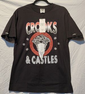 CROOKS & CASTLES Graphic Logo Men’s Tee Black T-Shirt Size Medium